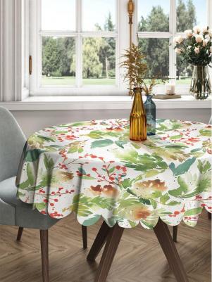 Круглая тканевая скатерть на стол с рисунком "акварельный новый год" 150х150 см rtcf01_419877_150x150 станет стильным дополнением вашей