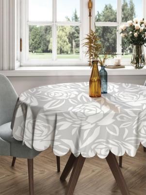 Круглая тканевая скатерть на стол с рисунком "розы цветут" 150х150 см rtcf01_13568_150x150 станет стильным дополнением вашей кухни.Скатерть диаметром