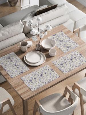 Набор прямоугольных тканевых салфеток на стол для сервировки Фиолетовое настроение плейсмат, 30x46 см, 4шт. ser002_423746_30x46