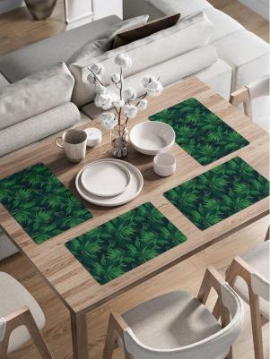 Набор прямоугольных тканевых салфеток на стол для сервировки Тропический лес плейсмат, 30x46 см, 4шт. ser002_423821_30x46