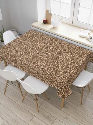 Прямоугольная скатерть Пятна леопарда из сатена tc_55709_120x145 надежно защищает поверхность стола от грязи, легко стирается и практически не