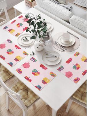 Салфетки на стол для сервировки прямоугольные, плейсмат Мед и гранат, 32x46 см, в комплекте 4шт. np_423888