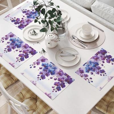 Салфетки на стол для сервировки прямоугольные, плейсмат "Орхидеи в цвету", 32x46 см, в комплекте 4шт. np_sd1102