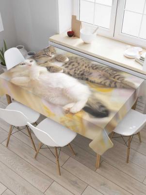Скатерть прямоугольная "Два кота" из сатена, 120x145 см