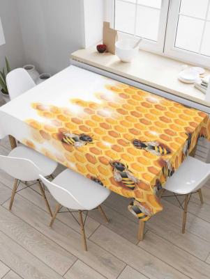 Скатерть прямоугольная "Пчелы на сотах" из сатена, 120x145 см