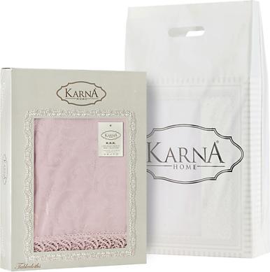 Скатерть KDK с гипюром круглая 160 Q см Пудра – фото 6