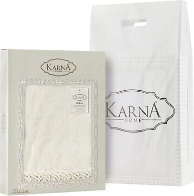 Скатерть KDK с гипюром овальная 160х280 см Кремовый – фото 1