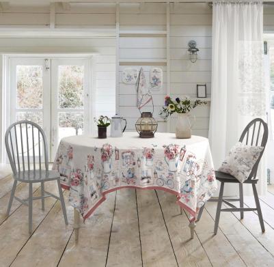 Скатерть дизайн "История открыток" 144х144 см, 100% хлопок