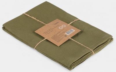 Набор из двух салфеток сервировочных из хлопка оливкового цвета из коллекции Essential, 45х45 см – фото 2