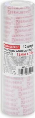Клейкие ленты 12 мм х 10 м канцелярские, комплект 12 шт., прозр., гарант. длина, 223122 – фото 5