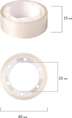 Клейкие ленты 15 мм х 10 м канцелярские, комплект 10 шт., прозрачные, гарантированная длина, 227258 – фото 2