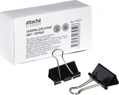 Зажимы для бумаг 32 мм черные (12 штук в упаковке) – фото 4