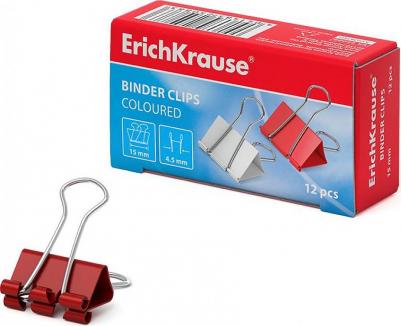 Набор зажимов для бумаг 15 мм, 12 шт., в картонной коробке, цветные