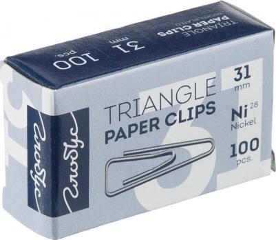 Скрепки, 31 мм, никелированные, с загнутым краем, треугольные, 100 шт., в картонной коробке, С31-100Н – фото 13