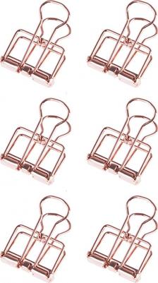 Зажимы для бумаг 19 мм "Rose Gold", 6 штук – фото 4