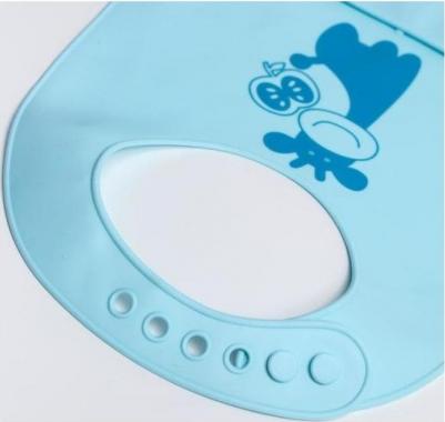 Нагрудник детский силиконовый "Жираф", цвет голубой – фото 3
