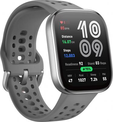 Bip 6 46 mm Silver Case, Silicone Charcoal Grey – фото 1
