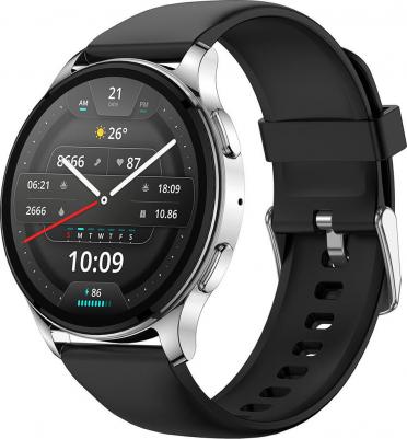 Pop 3R 45 mm Metallic Silver Case, Silicone Black