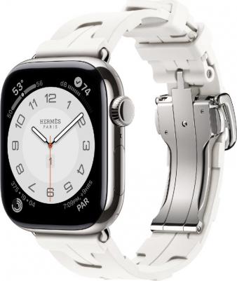 Watch Hermes Series 11 42 mm Natural Titanium Case with Blanc Kilim Single Tour