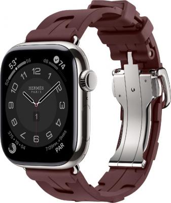 Watch Hermes Series 11 42 mm Natural Titanium Case with Bordeaux Kilim Single Tour