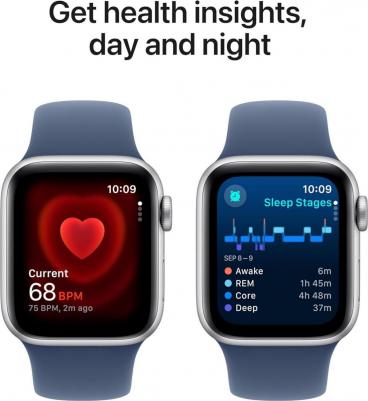 Watch SE (2nd Gen) 44 mm Silver Aluminum Case with Denim Sport Band – фото 12