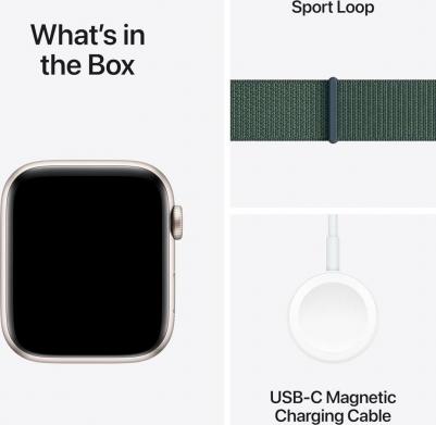 Watch SE (2nd Gen) 44 mm Starlight Aluminum Case with Sage Sport Loop – фото 6
