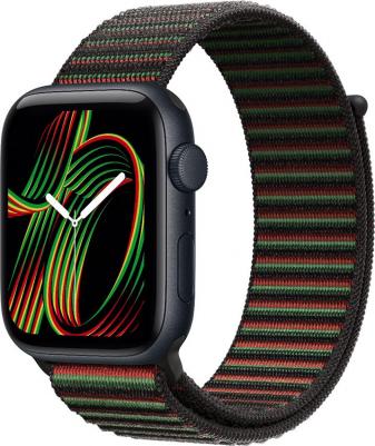 Watch SE (3nd Gen) 44 mm Midnight Aluminum Case with Black Unity - Unity Rhythm Sport Loop