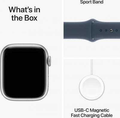 Watch Series 9 41 mm Silver Aluminum Case with Storm Blue Sport Band – фото 9