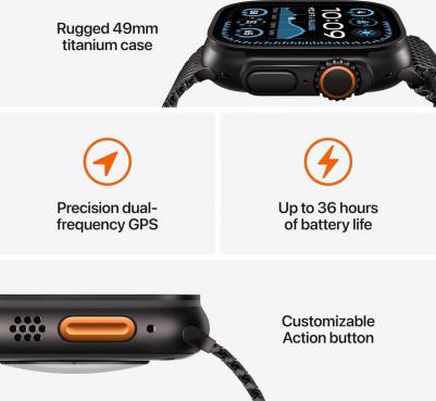 Watch Ultra 2 (2024) 49 mm Black Titanium Case with Black Trail Loop – фото 11