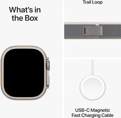 Watch Ultra 2 49 mm Natural Titanium Case with Green/Gray Trail Loop – фото 15