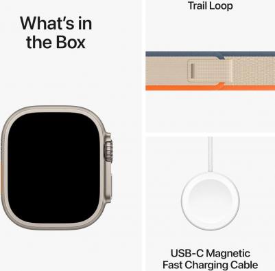 Watch Ultra 2 49 mm Natural Titanium Case with Orange/Beige Trail Loop – фото 9