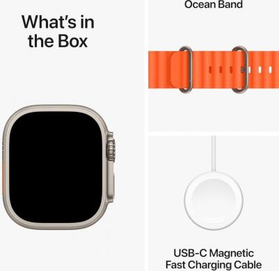 Watch Ultra 2 49 mm Natural Titanium Case with Orange Ocean Band – фото 14