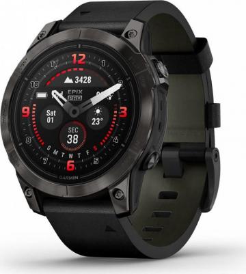 Epix Pro Gen 2 Sapphire 47 mm, Titanium Case, Leather Black