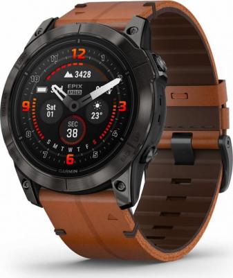 Epix Pro Gen 2 Sapphire 51 mm, Titanium Case, Leather Chestnut