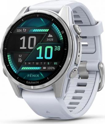 Fenix 8 Amoled 43 mm, Stainless Steel Case, Silicone White
