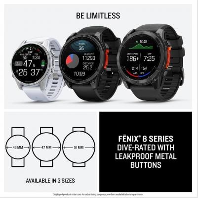 Fenix 8 Amoled Sapphire 43 mm, Titanium Case, Silicone Black – фото 7
