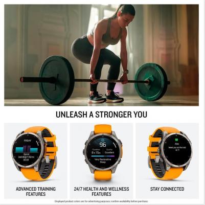 Fenix 8 Amoled Sapphire 47 mm, Titanium Case, Silicone Orange – фото 8