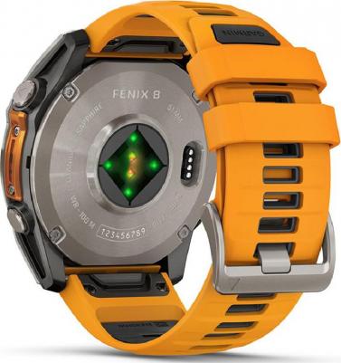 Fenix 8 Amoled Sapphire 51 mm, Titanium Case, Silicone Orange – фото 1