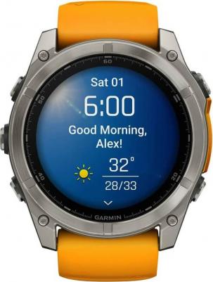 Fenix 8 Amoled Sapphire 51 mm, Titanium Case, Silicone Orange – фото 4