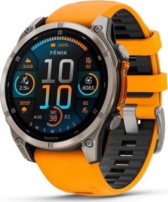 Fenix 8 Amoled Sapphire 51 mm, Titanium Case, Silicone Orange