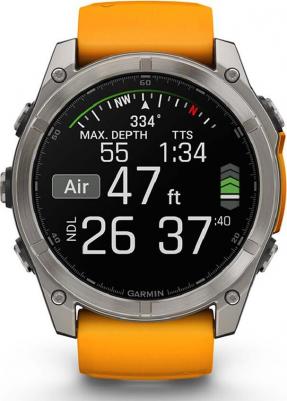 Fenix 8 Amoled Sapphire 51 mm, Titanium Case, Silicone Orange – фото 7