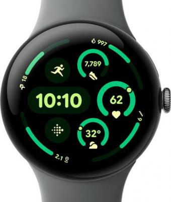 Pixel Watch 3 45 mm Matte Black Aluminum Case with Silicone Hazel Active Band – фото 1