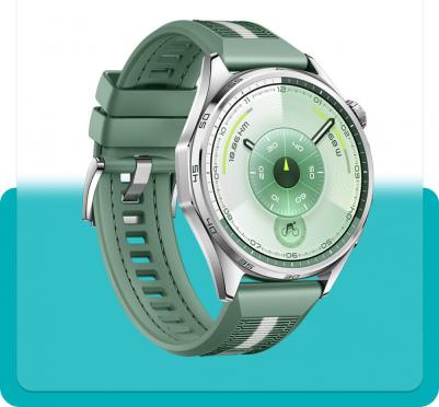 Watch GT 6 46 mm, Fluoroelastomer Green Woven – фото 17