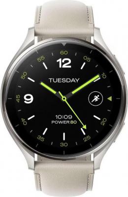Mi Watch 2 46 mm Titan Gray Case, Leather White