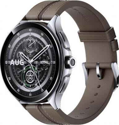 Mi Watch 2 Pro 46 mm Silver Case, Leather Brown