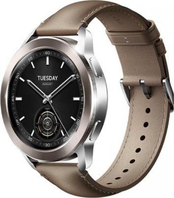 Mi Watch S3 47 mm Silver Case, Leather Coffee