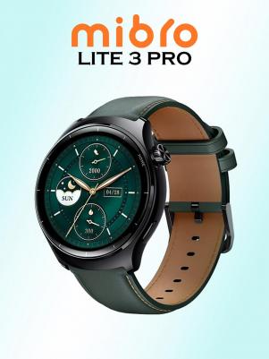 Mibro Lite 3 Pro 44 mm Black Case, Leather Green