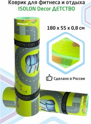Коврик для йоги Коврик с водонепроницаемым покрытием спортивный для фитнеса и отдыха Decor, 180х55х0.8 см синий рисунок 0.3 кг 0.8 см 4690642023275 – фото 1