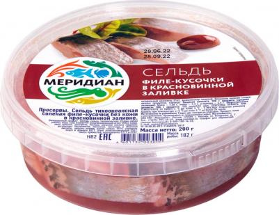 Сельдь филе-кусочки в красновинной заливке 280 г