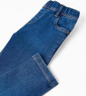 Джеггинсы для девочки с эластичной талией и задними карманами, темно-синий – фото 11